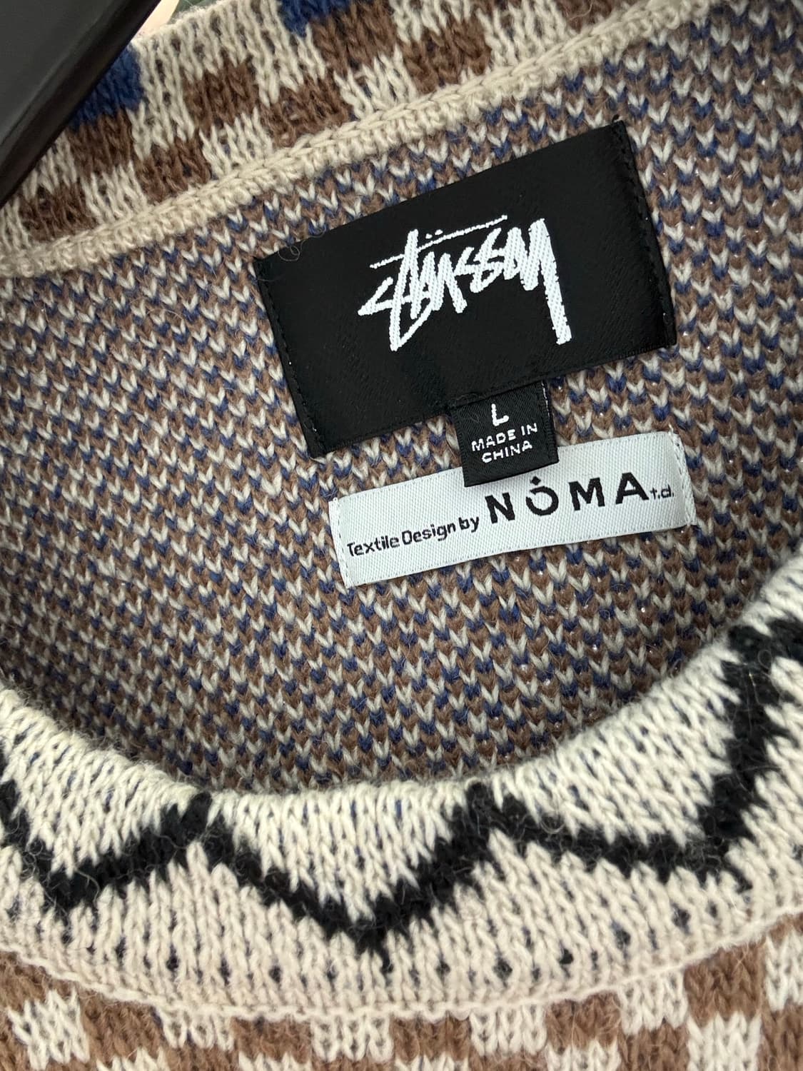 Stussy 스투시 x NOMA t.d. 체커보드 노르딕 스웨터 L 상품이미지4