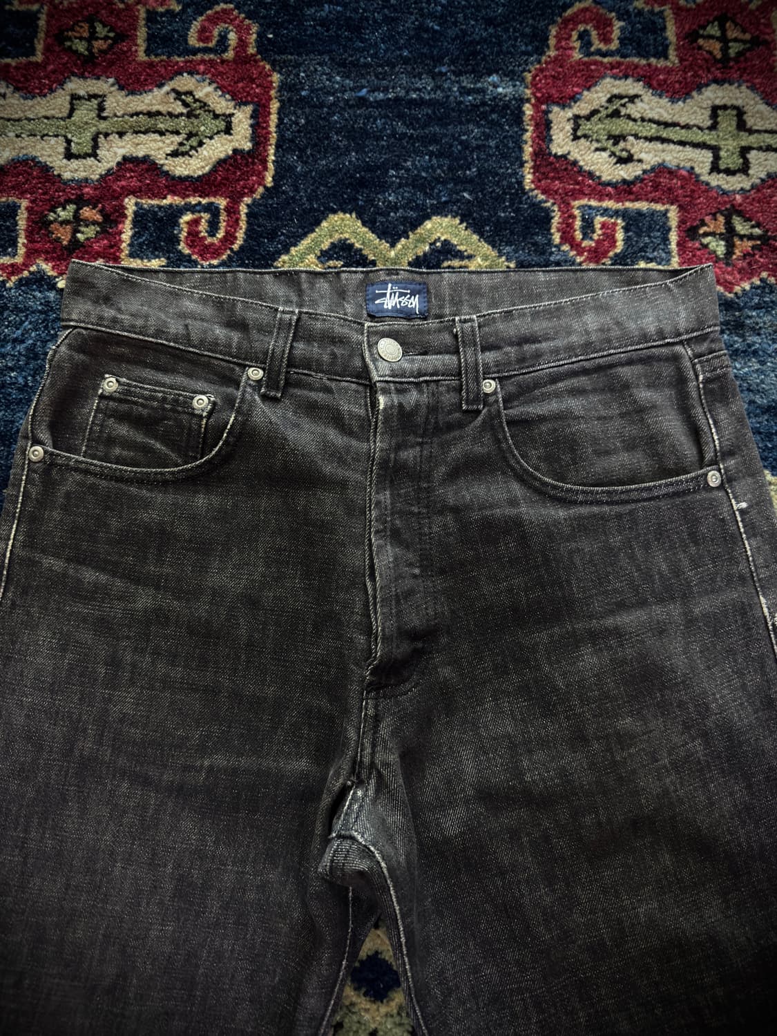 90s Old Stussy USA Black washed denim 상품이미지3