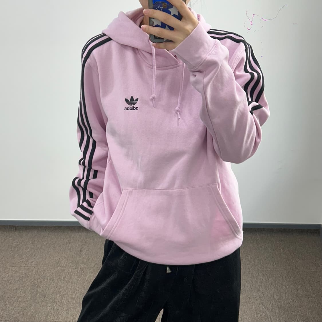 Adidas 아디다스 블랙 파이어버드 라이트핑크 후드티 상품이미지1