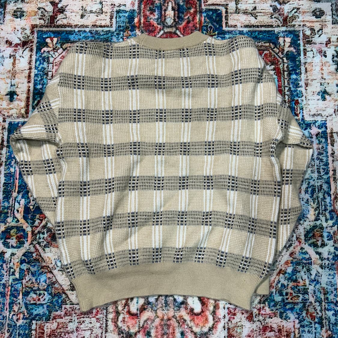 [L] 90s 골든베어 체크패턴 크루넥 니트 상품이미지2