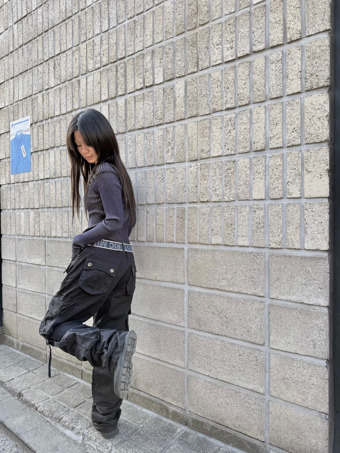 아웃포켓 디테일 블랙 카고팬츠 상품이미지5