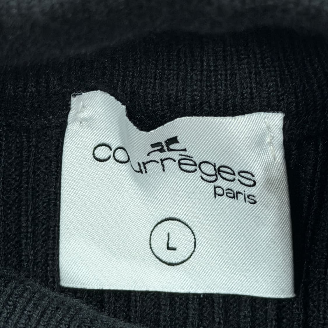 꾸레쥬 하프넥 골지 니트 탑 블랙 L 상품이미지4