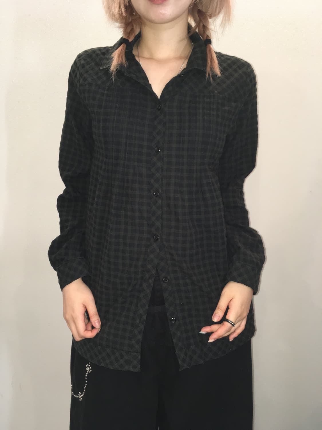 jpn vintage 모리 그린 체크 셔츠  상품이미지1