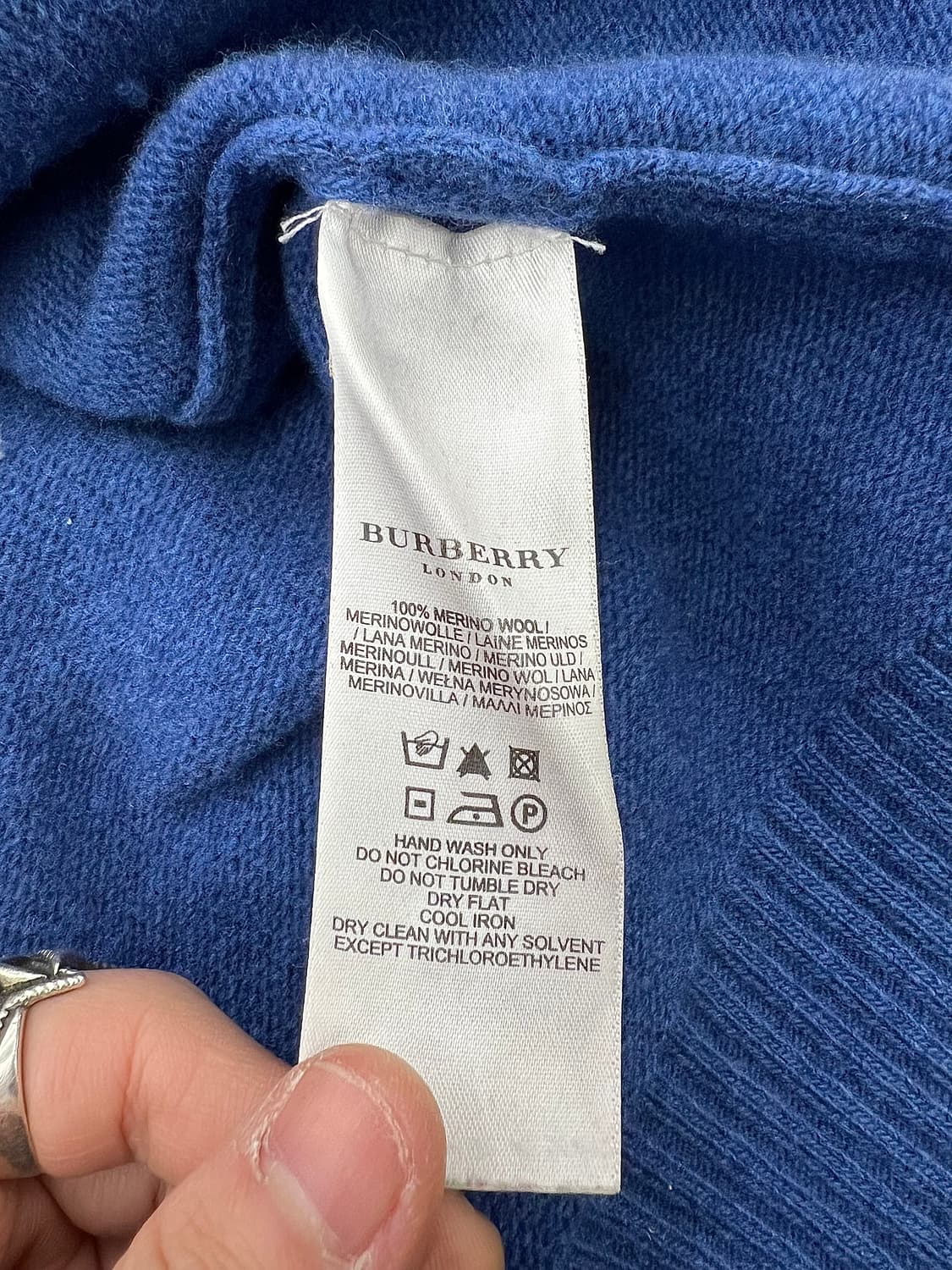 버버리 스카이 블루 캐시미어 울 혼방 엘보패치 풀집업 니트 자켓 상품이미지9