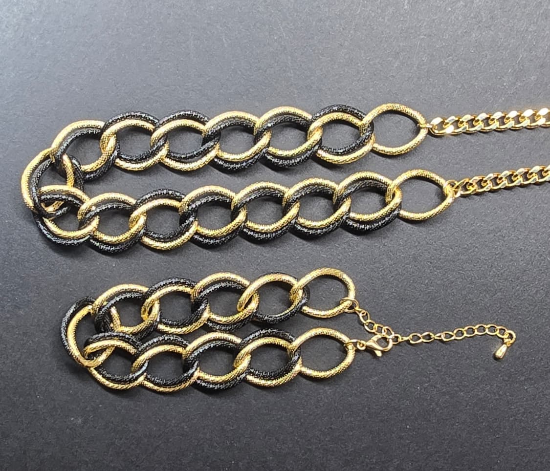 더블샌딩 체인목걸이 세트_골드&블랙 상품이미지5