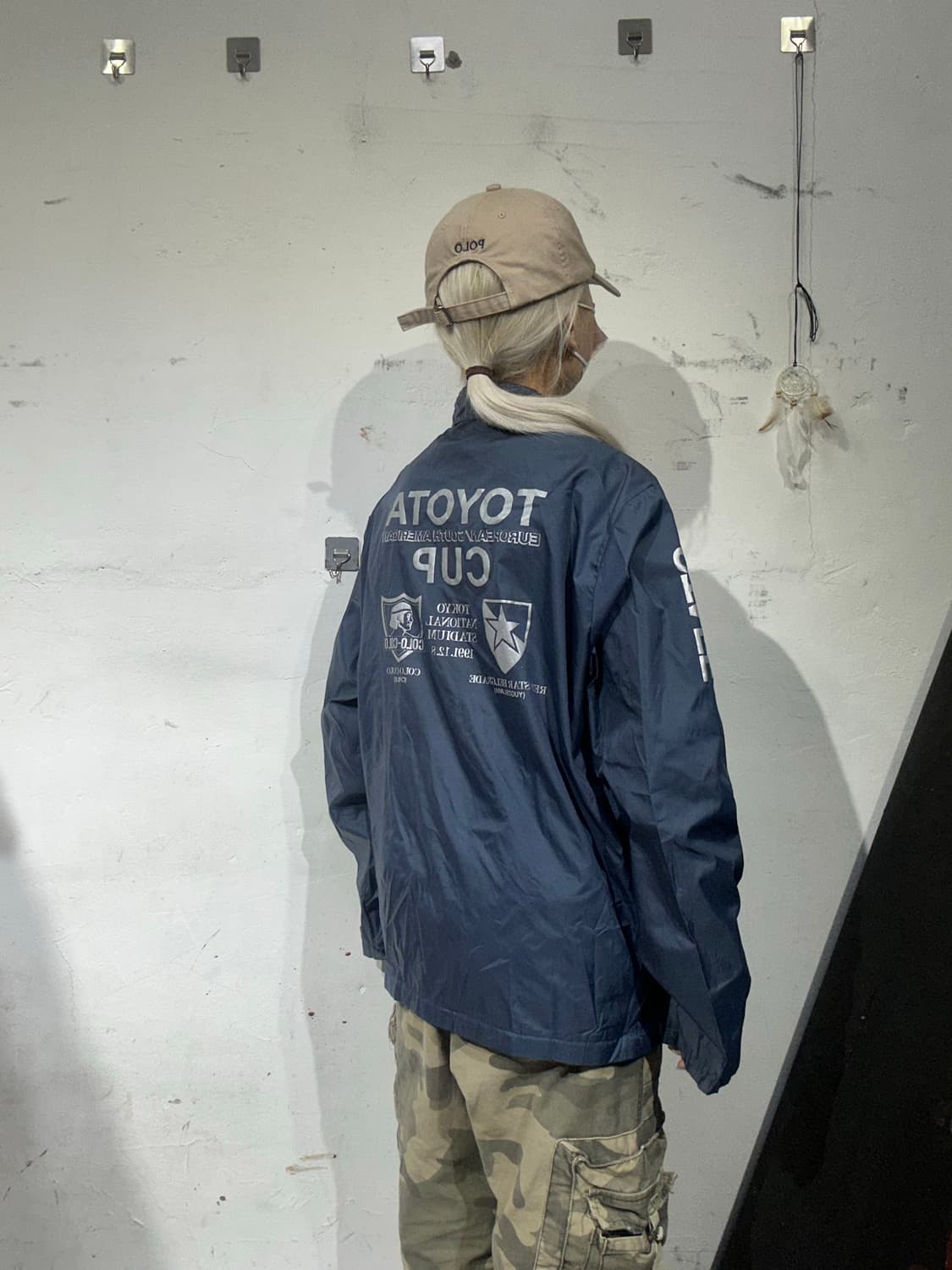 90s 아디다스 네이비 데상트 도쿄컵 올드스쿨 프린팅 바람막이 자켓 상품이미지3