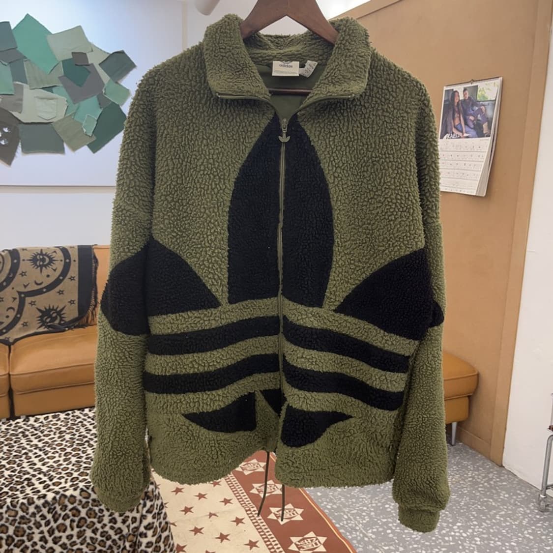 아디다스 빅 트레포일 말차카키 양털 후리스 자켓 M C09124 상품이미지3