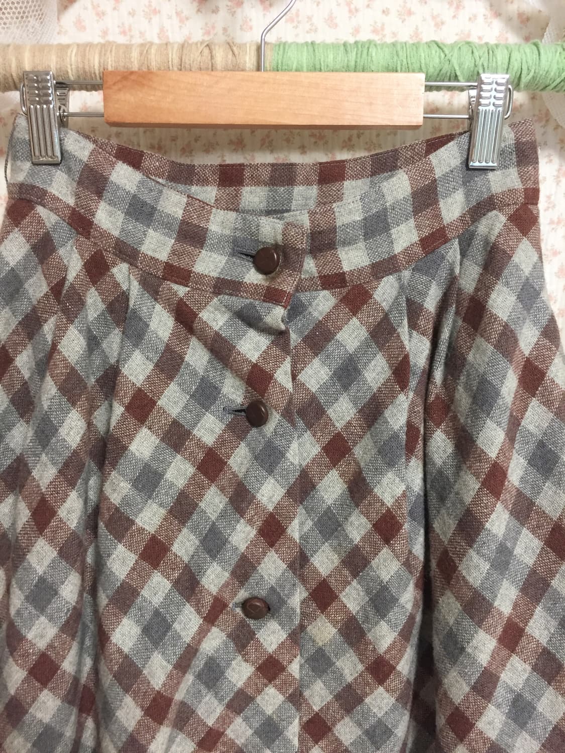 빈티지 모리걸 메론빵 단추 스커트 상품이미지2