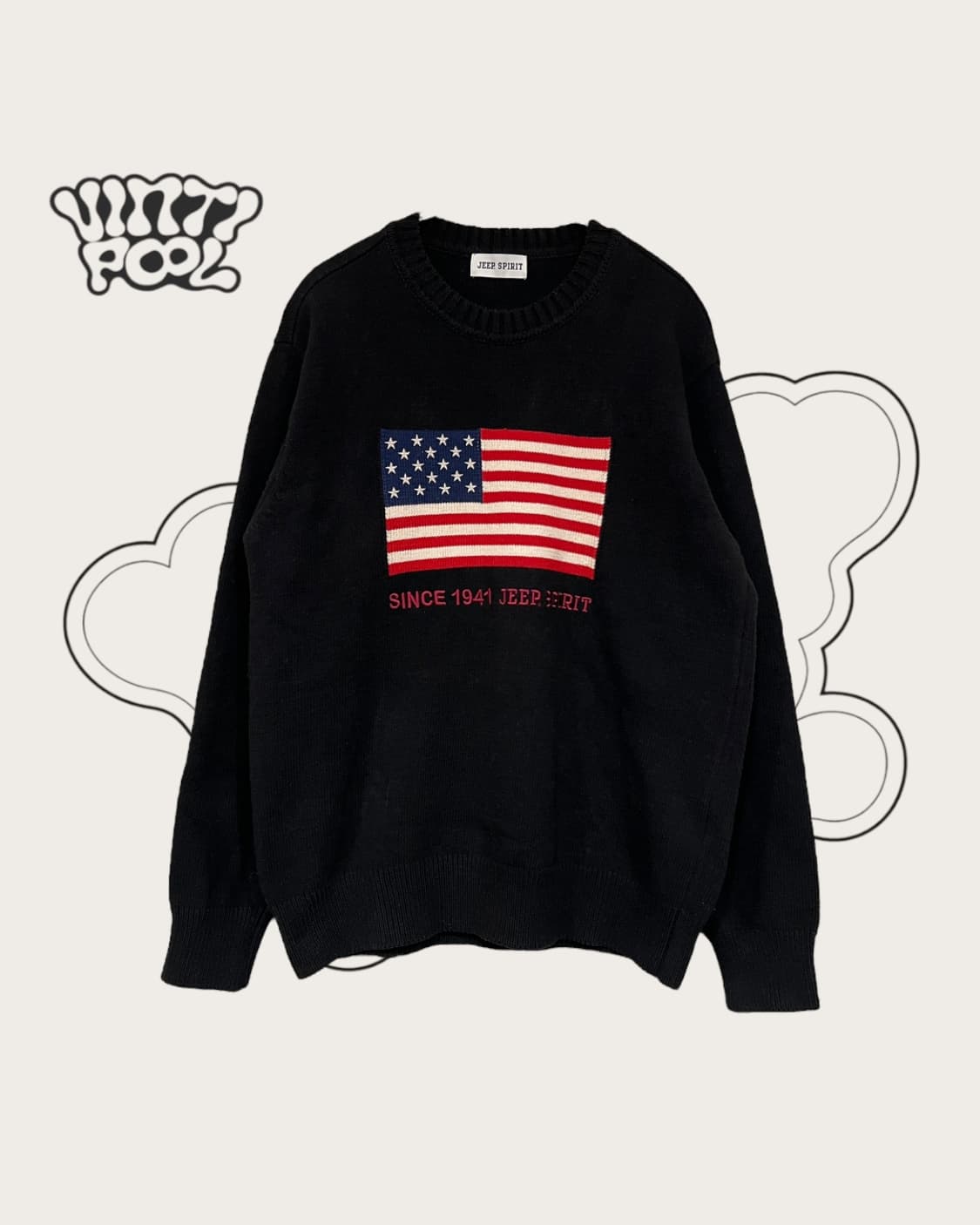 JEEP SPIRIT 성조기 니트 S 블랙 상품이미지1