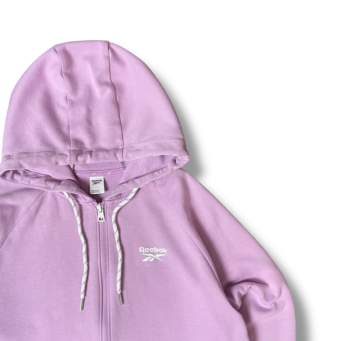 리복 화이트 미니로고 퍼플 후드집업 L 상품이미지3