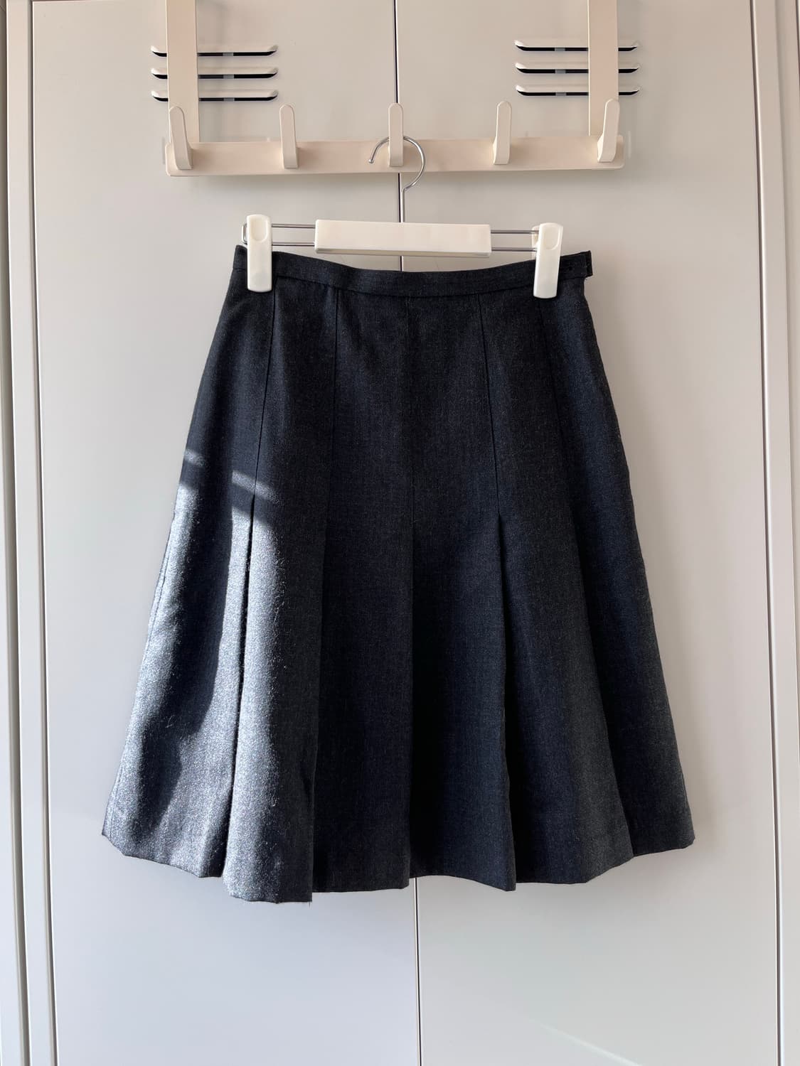 Japanese 빈티지 차콜 주름 플리츠 미디 스커트 상품이미지2