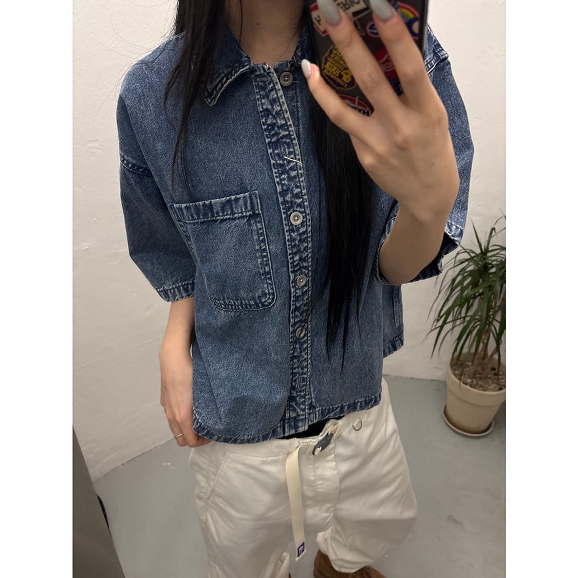 BEAMS Shorts Denim Shirt 상품이미지3