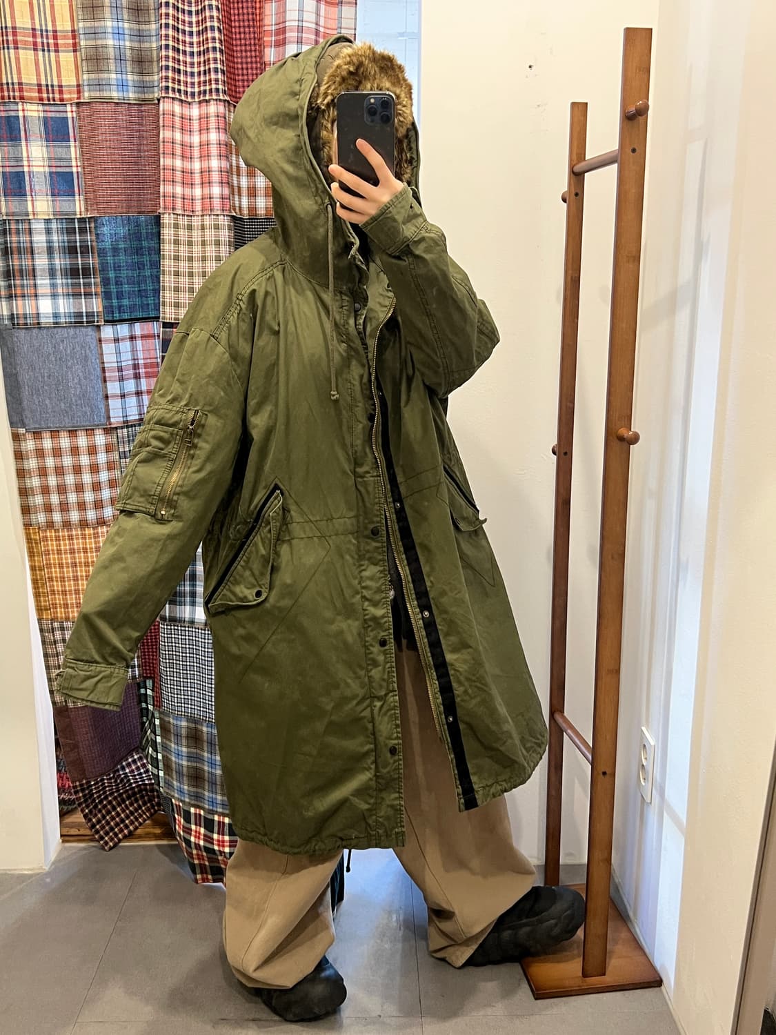 카키 롱 파카 상품이미지1