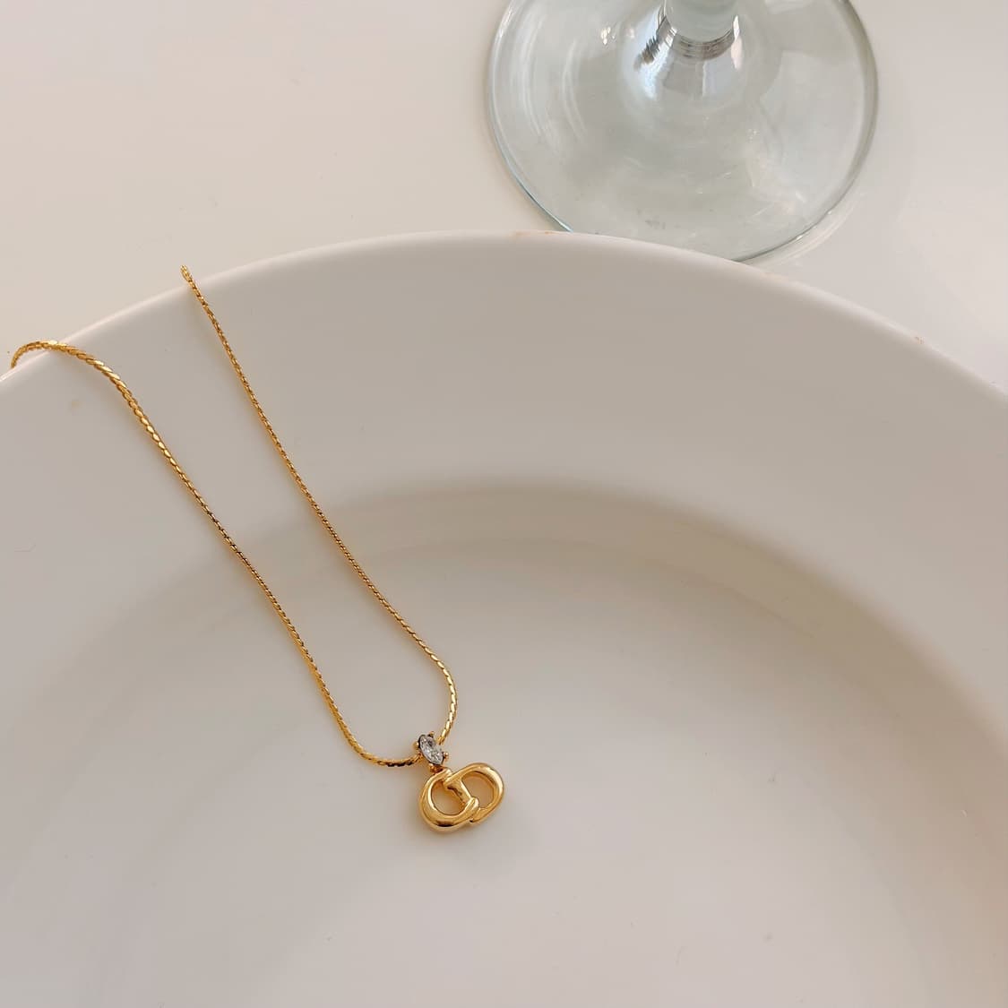 빈티지 디올 CD 로고 큐빅 목걸이 상품이미지2