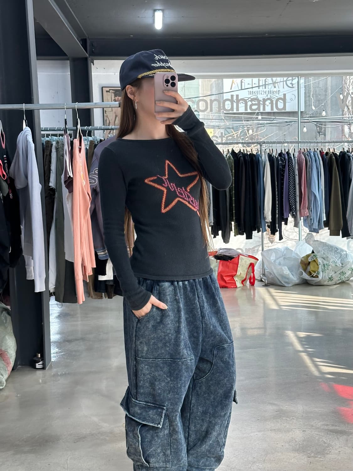 히스테릭글래머 스타 네온글리터 스펠아웃 니트 롱슬리브 상품이미지4