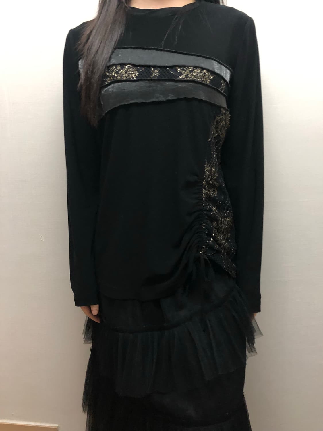 빈티지 블랙 오리엔탈 셔링 탑 상품이미지3