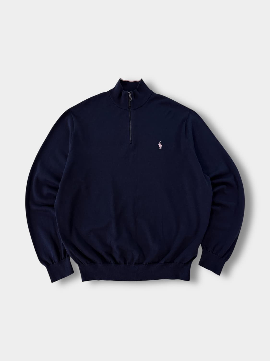 폴로 랄프로렌 오버핏 딥네이비 피마코튼 하프집 니트 상품이미지1