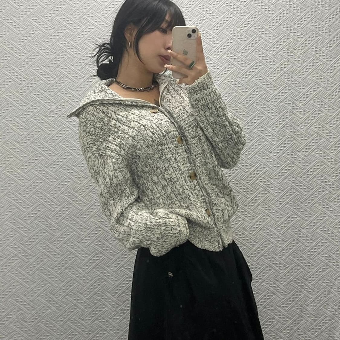 세터 투톤 헤리티지 숄카라 코튼 니트 집업 가디건 95 C06379 상품이미지1