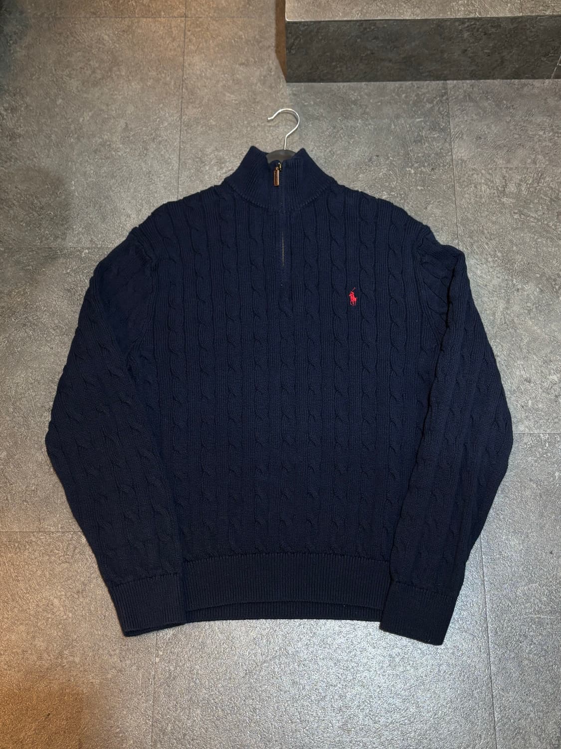 폴로 랄프로렌 하프집업 케이블 꽈배기 니트 스웨터 XL 상품이미지2