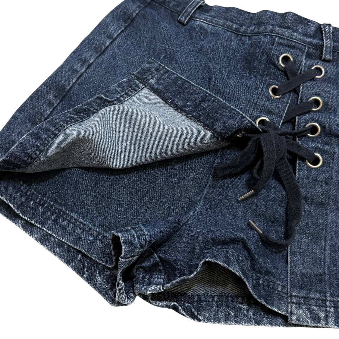 10s 락시크무드 레이스업 데님 스커트팬츠 상품이미지4