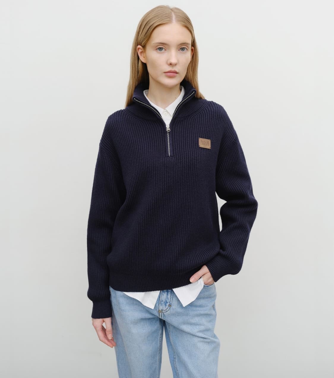마리떼 프랑소와 저버 하프집업 니트 네이비 상품이미지1