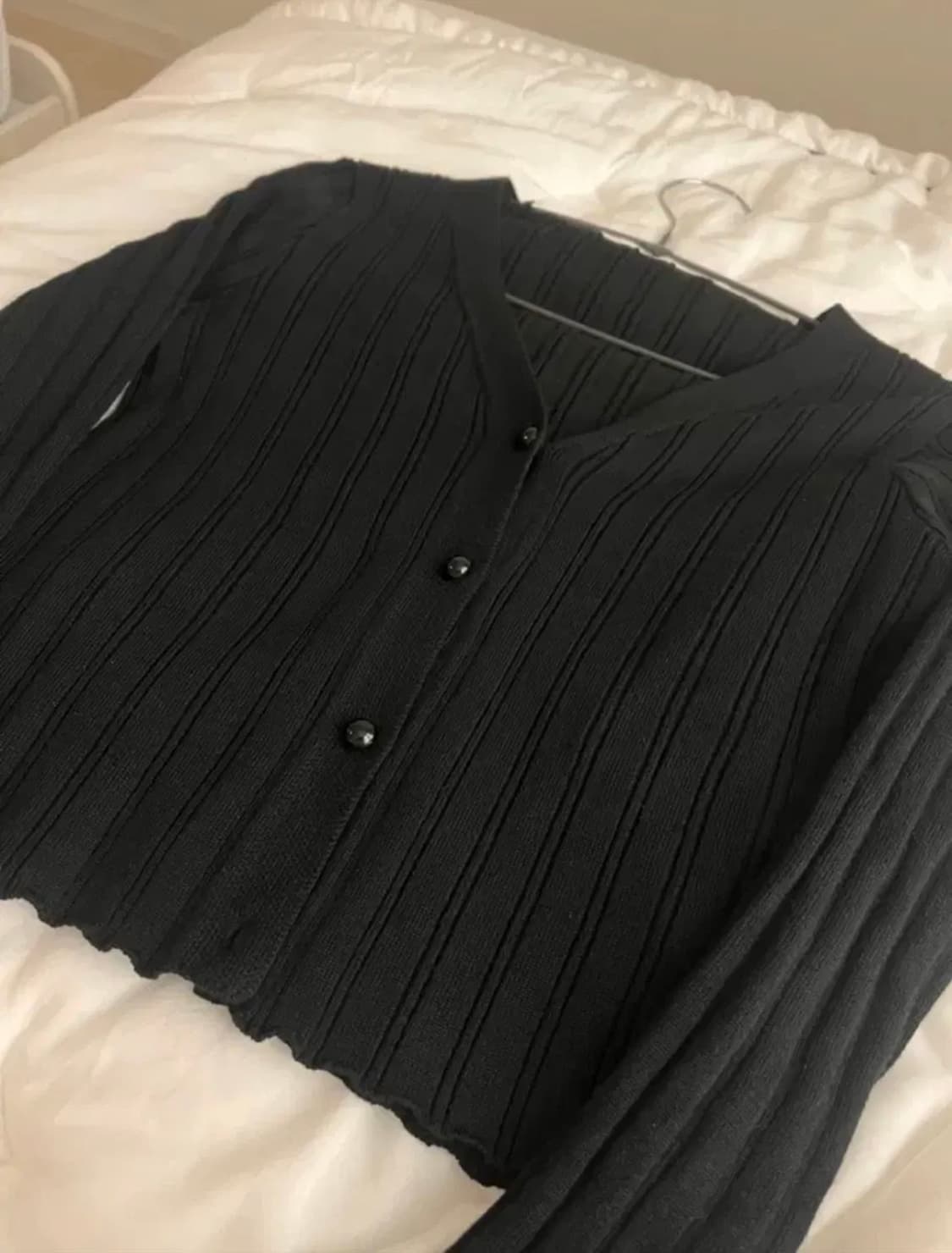 에이블리 블랙 골지 니트 가디건 상품이미지2