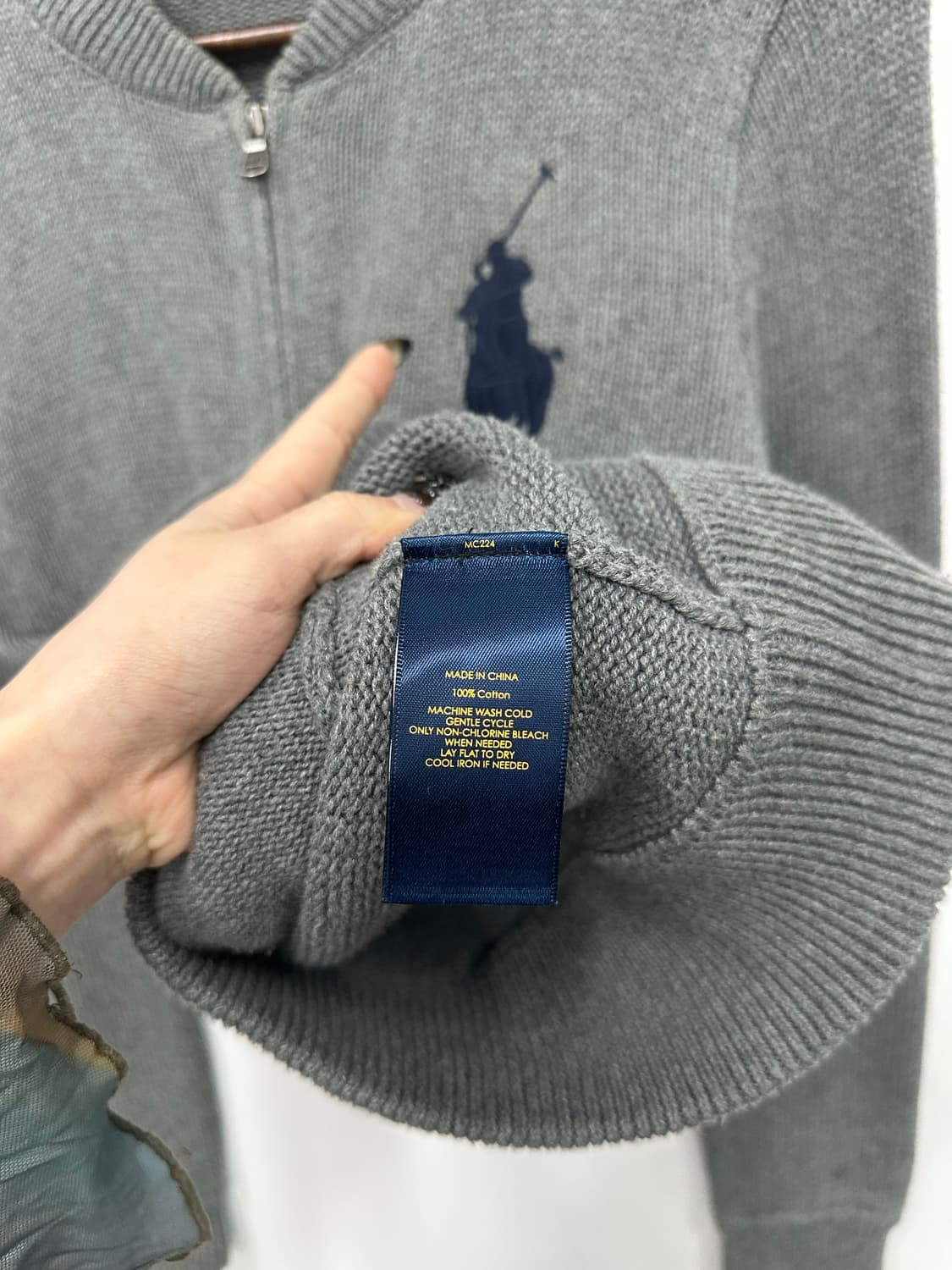 폴로 네이비 빅포니 그레이 니트 집업 상품이미지5