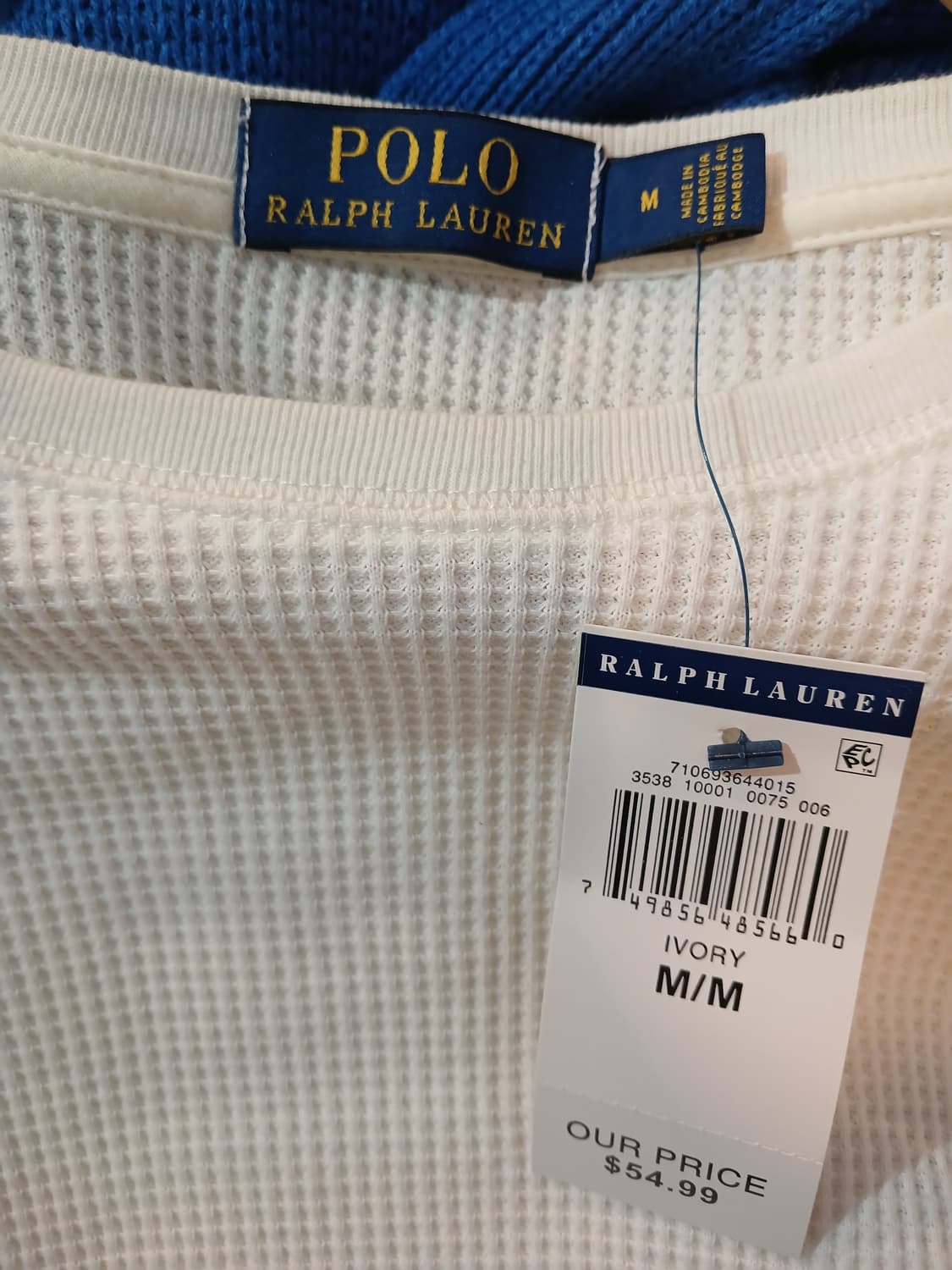 (새상품,M,95)폴로 랄프로렌 남성 와플긴팔면티 아이보리
 상품이미지7