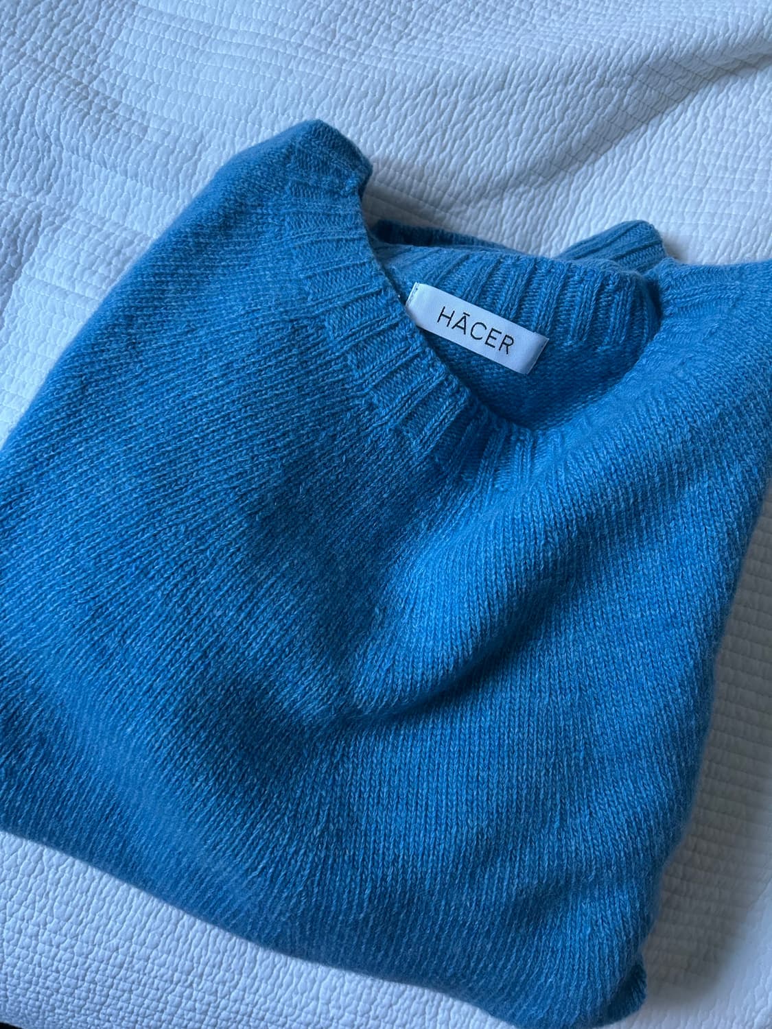 HACER 캐시/슈퍼파인메리노울 니트 블루 상품이미지2