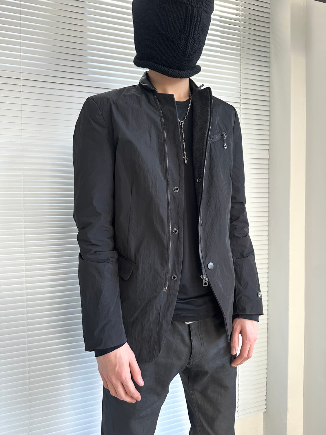 디젤 비대칭 코팅 슬리브 레이어드 자켓 상품이미지1