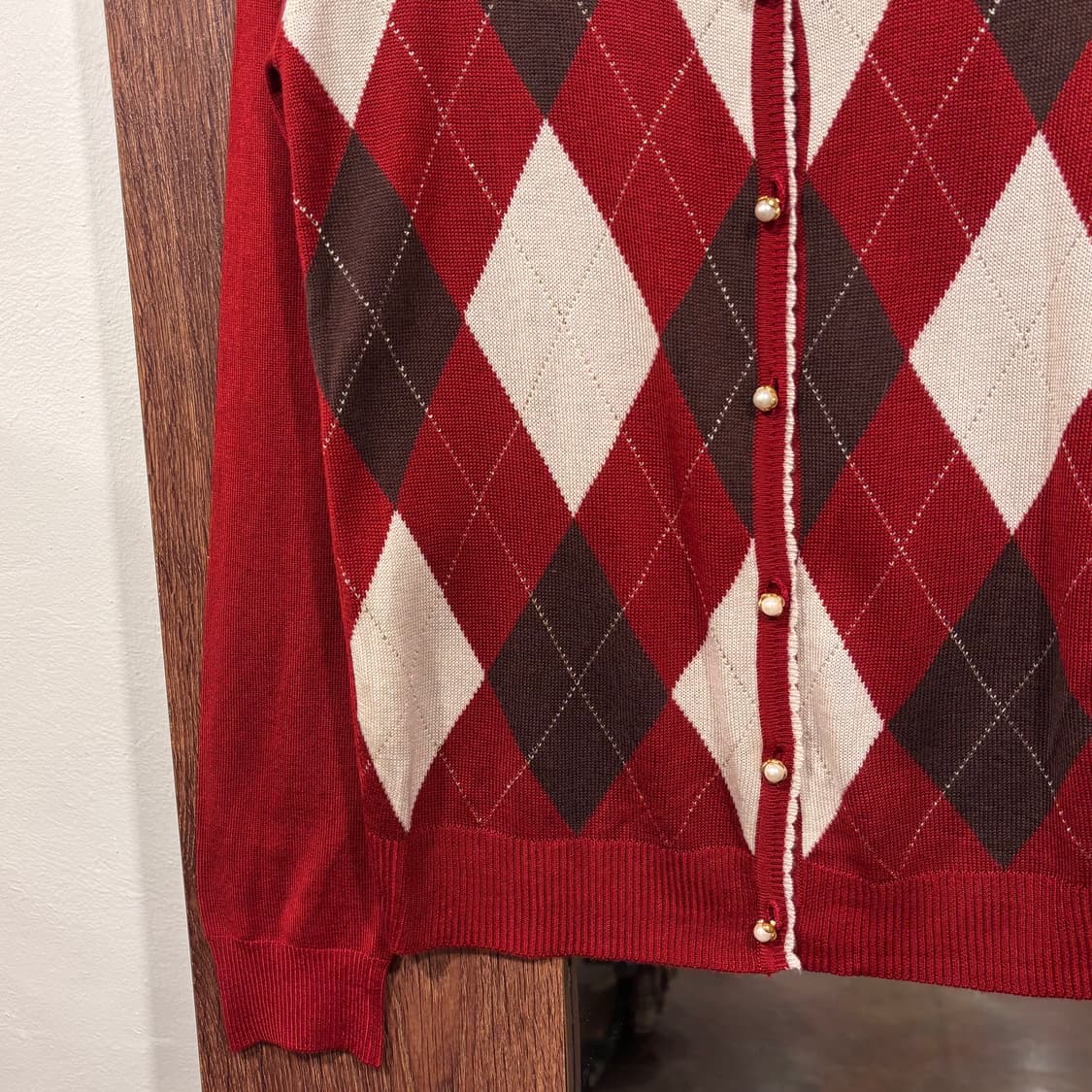 빈티지 y2k 하이틴 버건디 아가일 니트 가디건 상품이미지10