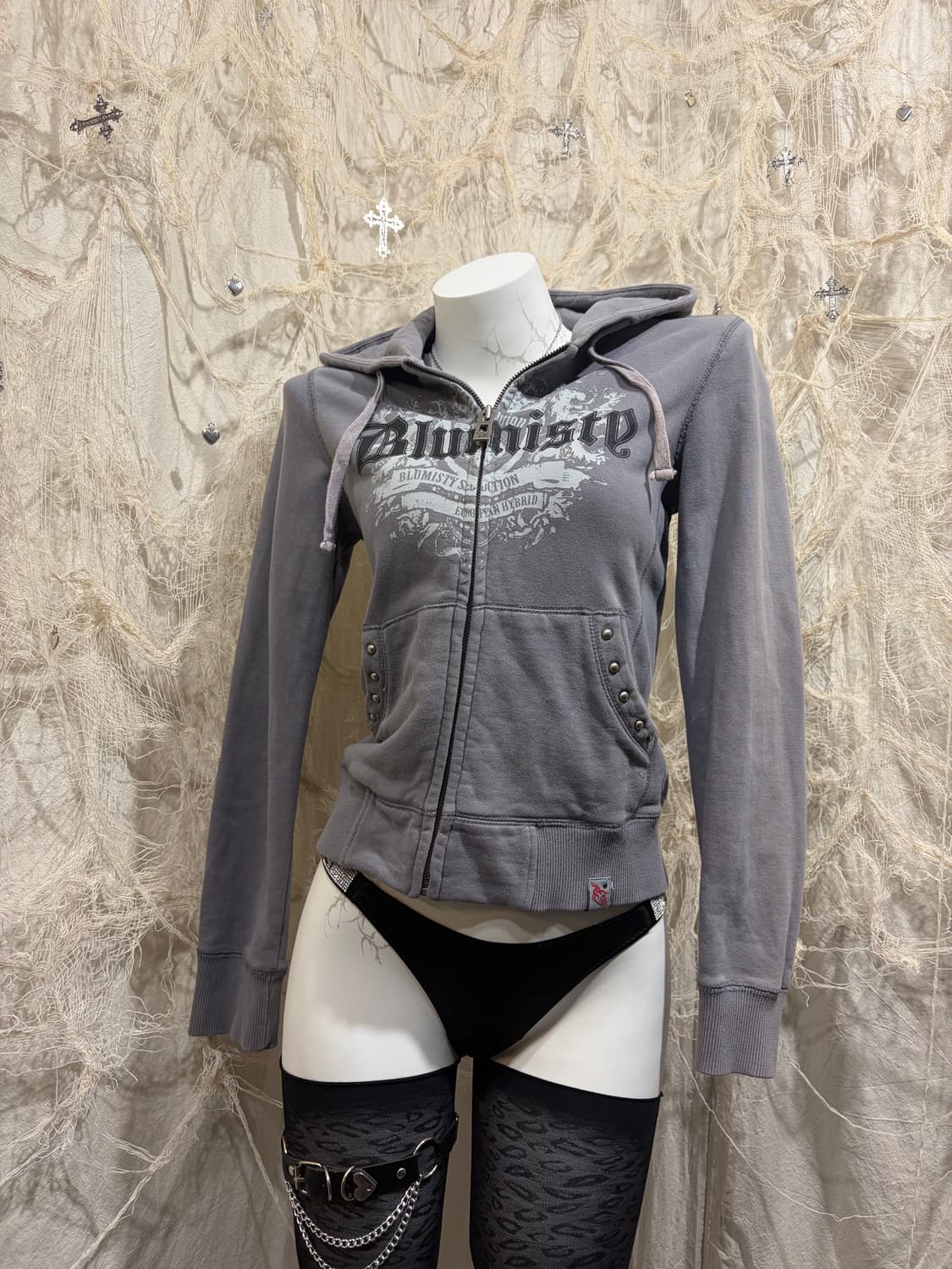 00's lettering stud hoodie zip up 상품이미지6