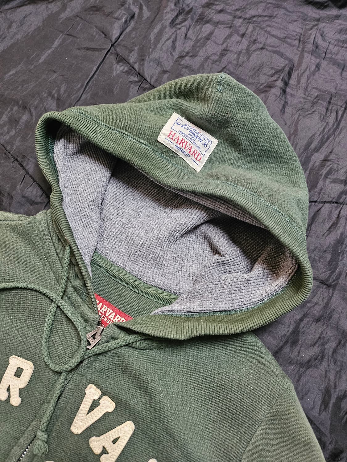 Spao 딱붙핏 그린 하버드 후드 집업 상품이미지3