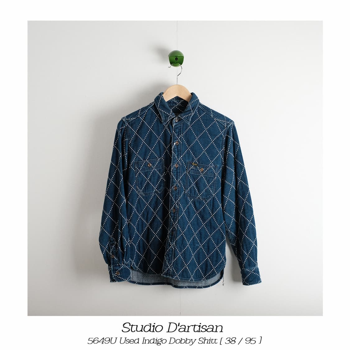 스튜디오다치산 유즈드 인디고 도비 셔츠 38사이즈 상품이미지1