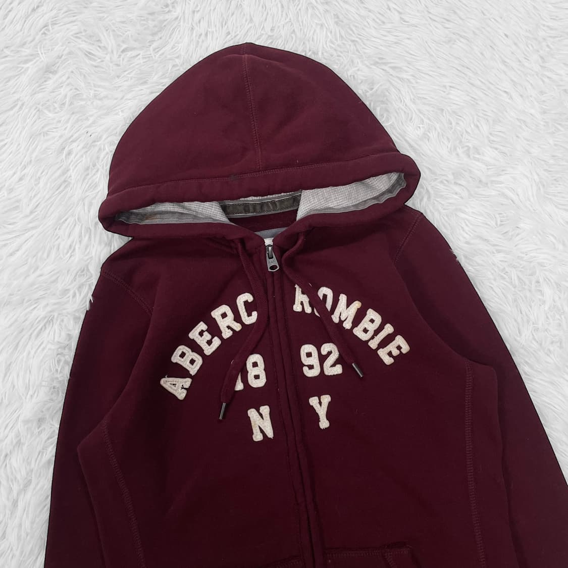 아베크롬비 아치 로고 후드집업 버건디 상품이미지3