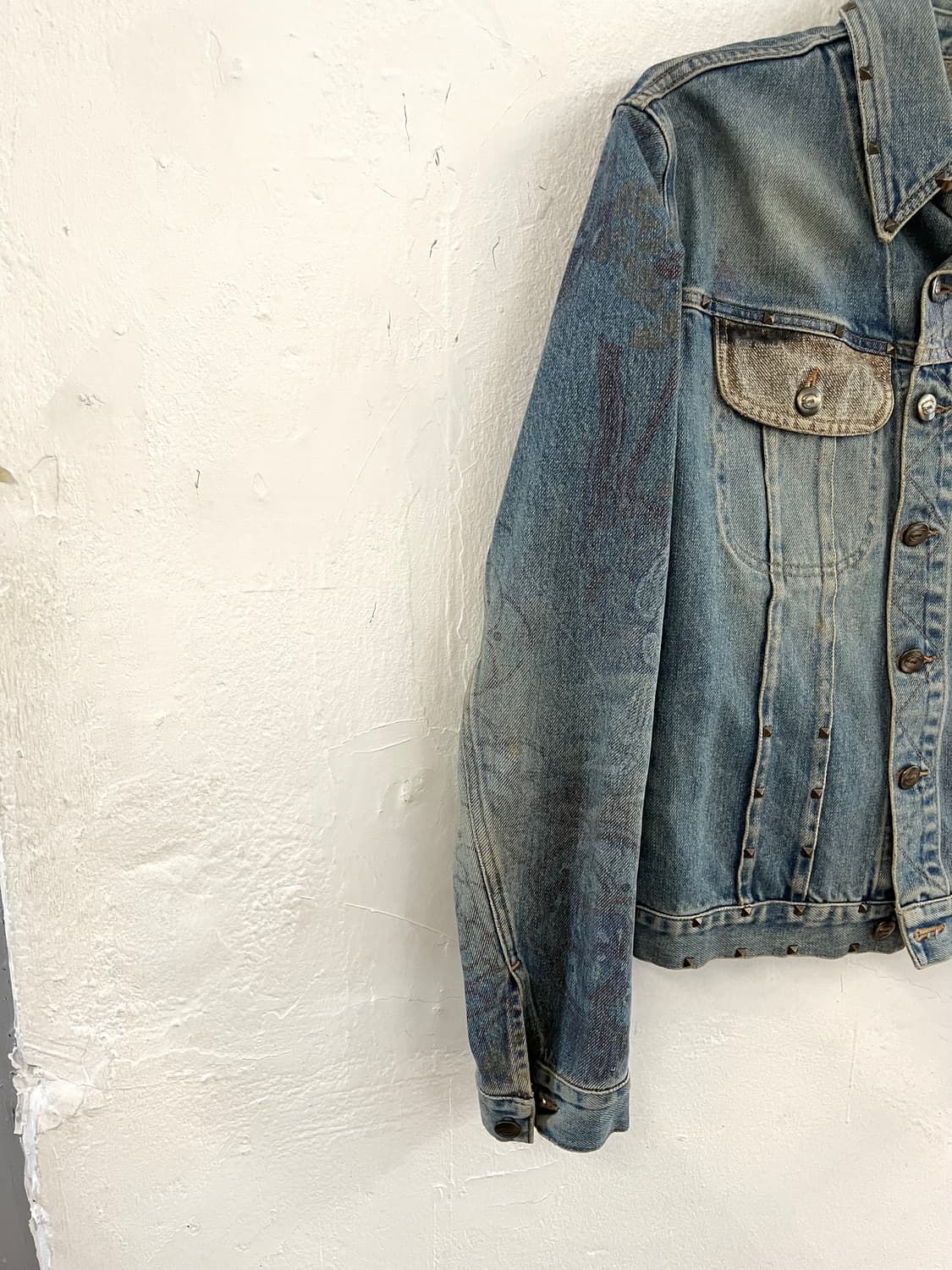 저스트 까발리 2014 컬렉션 스터드 락스타 데님 자켓 상품이미지3