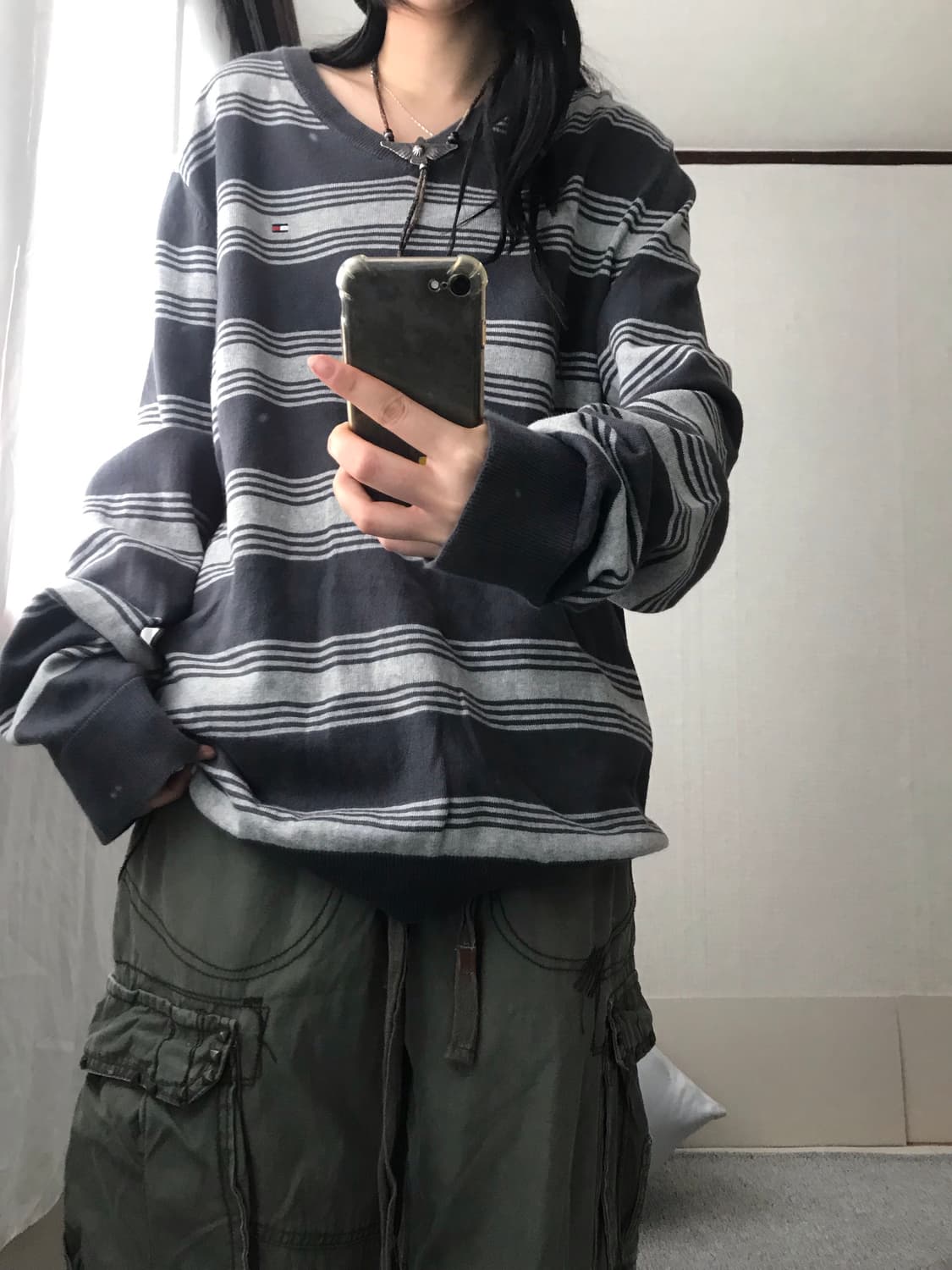 타미힐피거 스트라이프 루즈핏 니트 상품이미지1