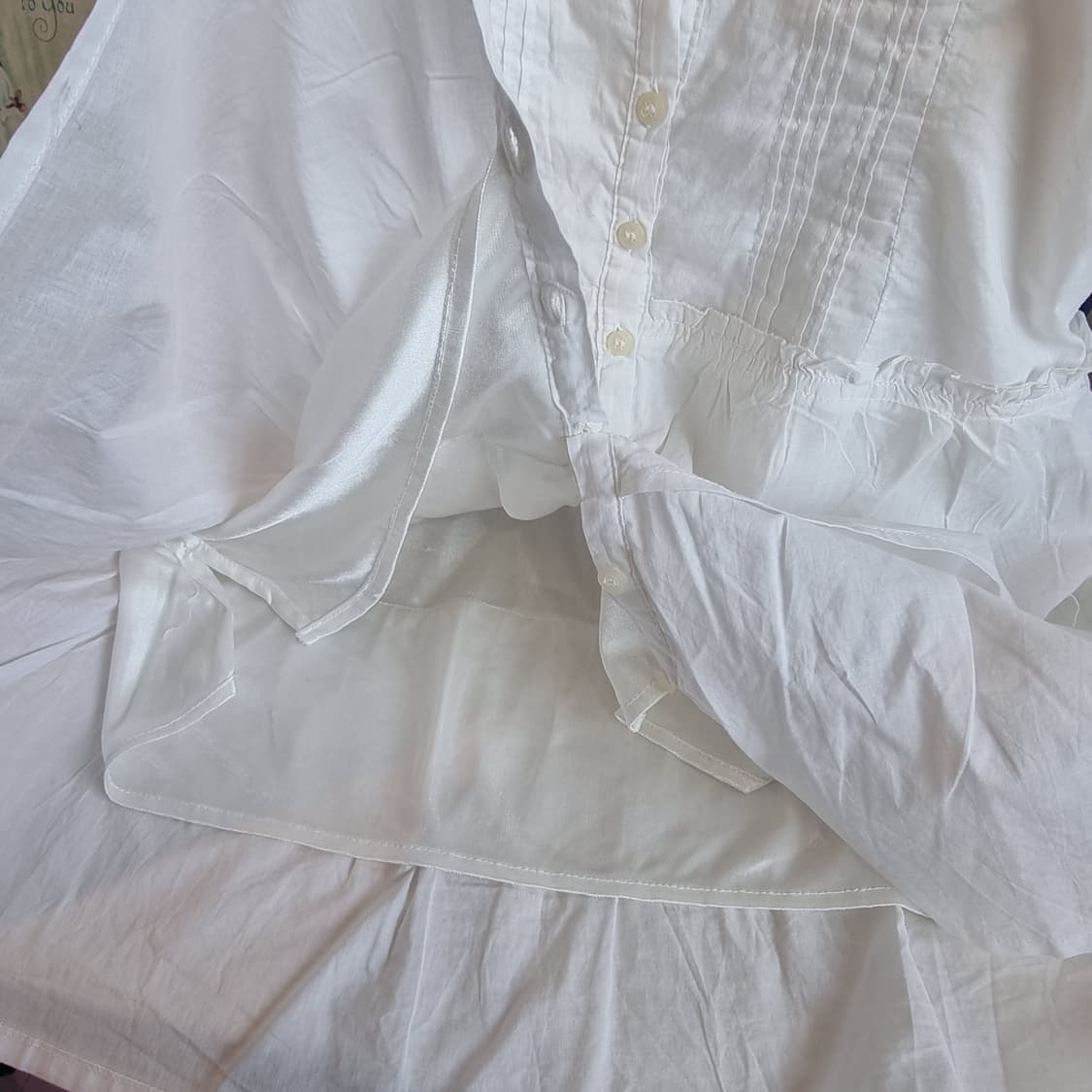 화이트 코튼 레이스 슬리브리스 원피스 상품이미지6