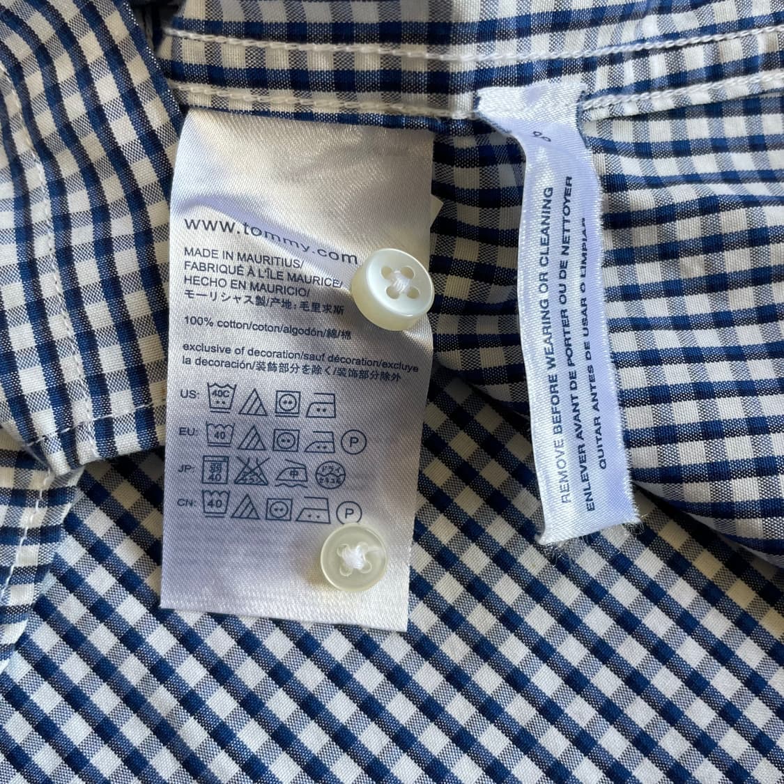 타미힐피거 네이비 깅엄체크 원포켓 긴팔 셔츠 XL 상품이미지5