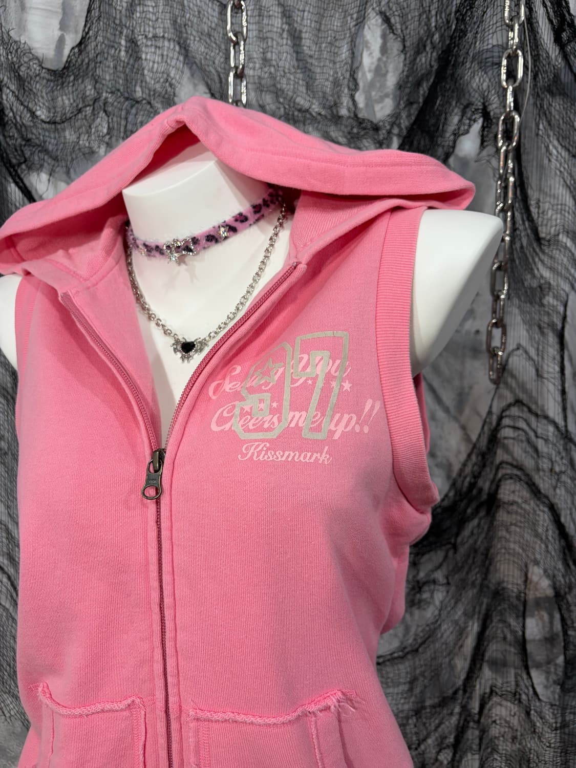 00‘s Y2k kiss mark pink vest  상품이미지8