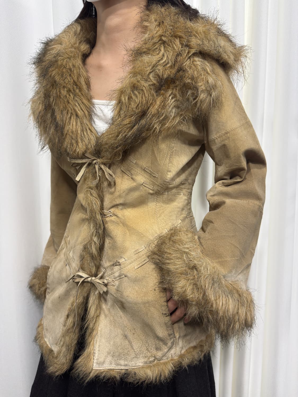 morgan suede& faux fur jacket 상품이미지1