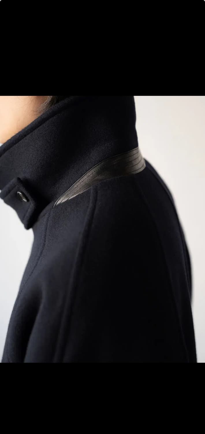 우드비 울 모사 레더 트림 코트 네이비 1사이즈 (95-100) 상품이미지5