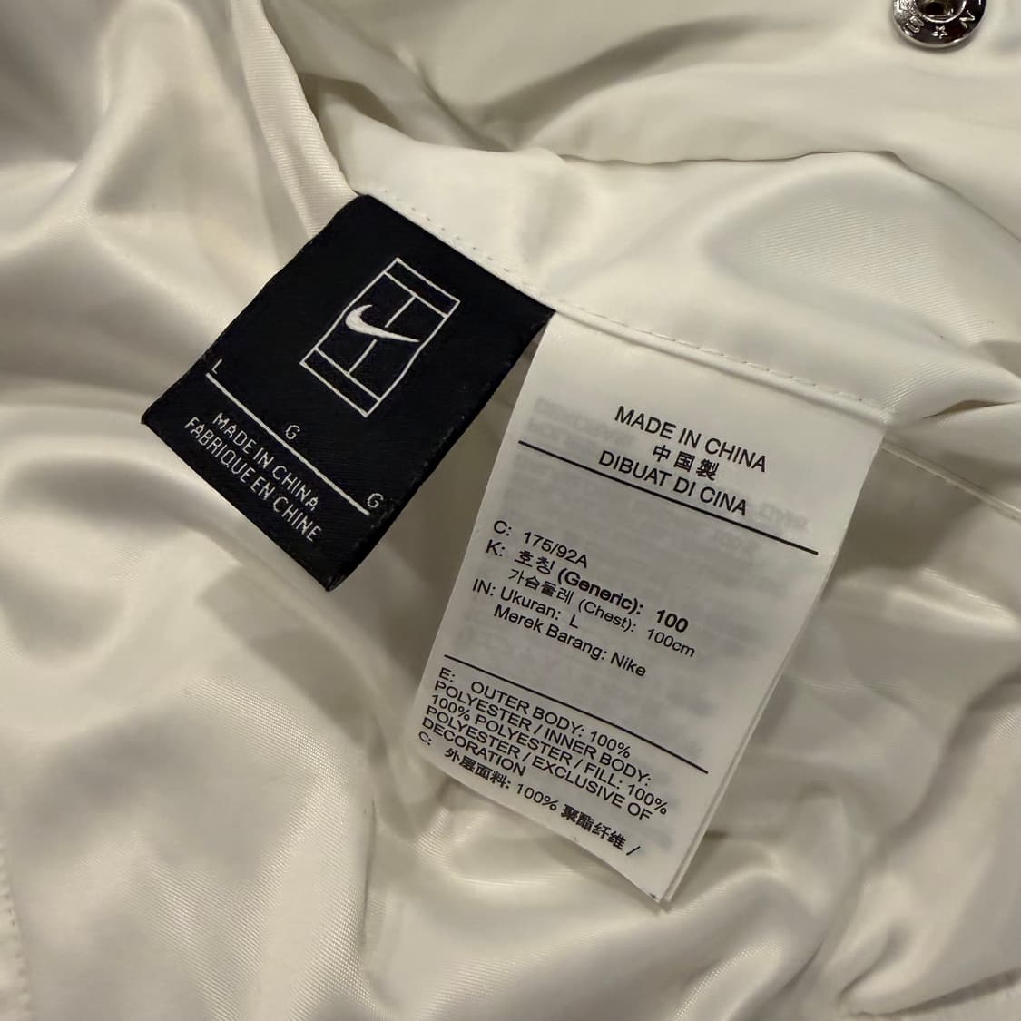 [L] 나이키 코트 슬램 화이트 봄버 자켓 B562 상품이미지8