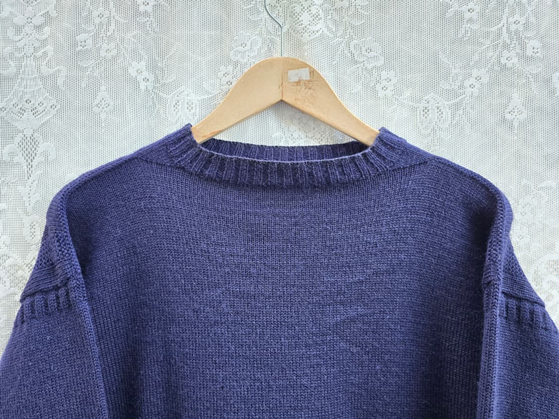 80s 건지 울른스 네이비 피셔맨 니트 (made in uk) 상품이미지2