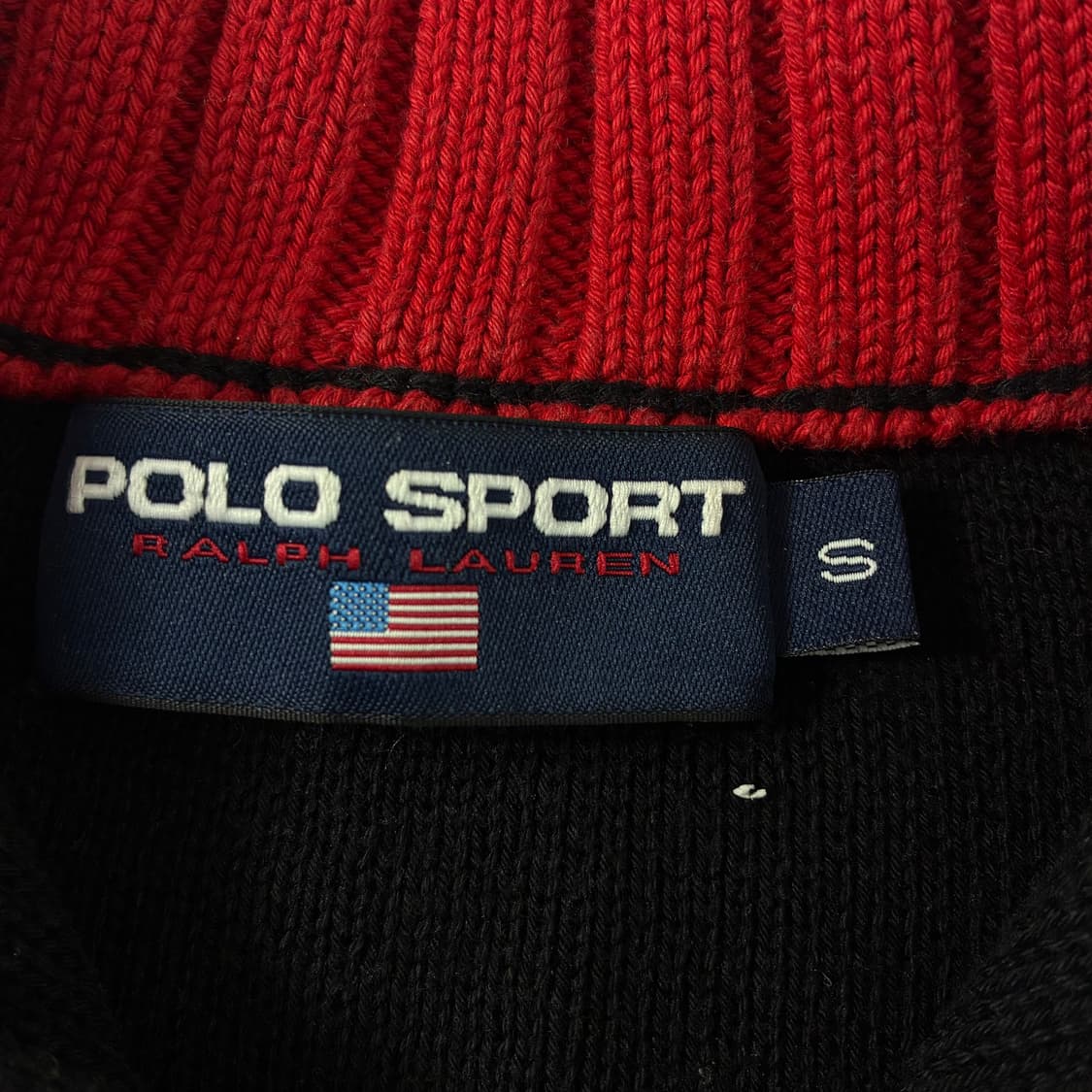 Polo  폴로 스포츠 패치 코튼 블랙 반집업 니트  상품이미지4