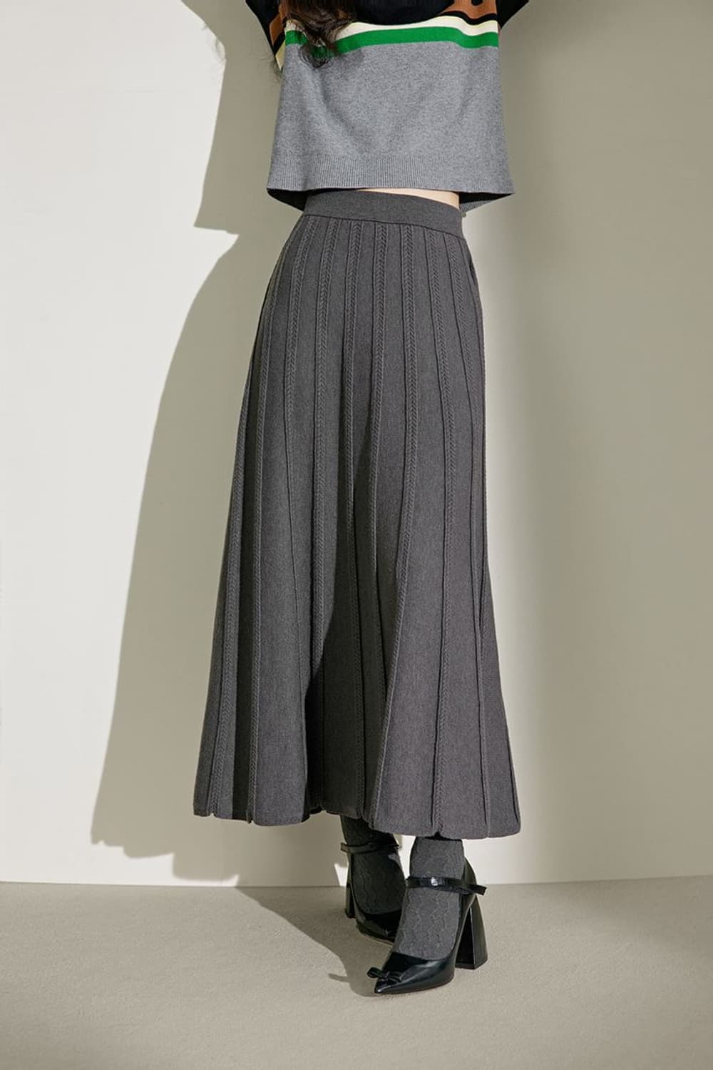 쿠오세 KUOSE 니트 롱스커트 아이보리 상품이미지2