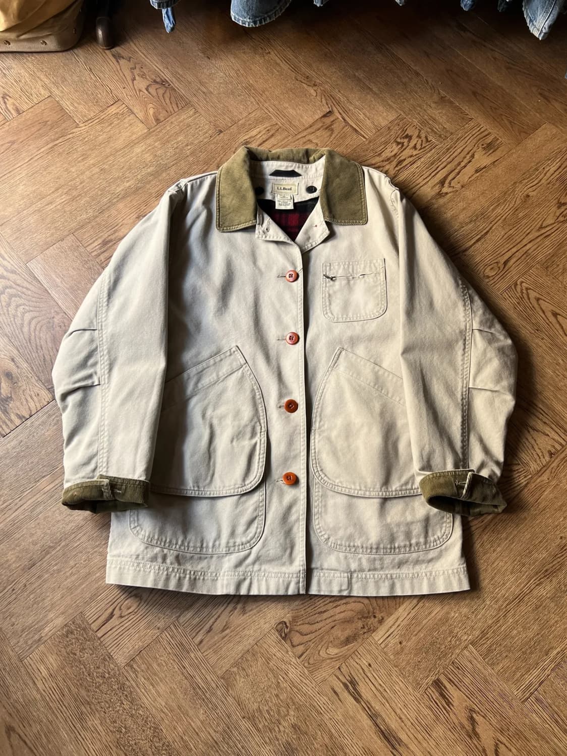 [M]엘엘빈 USA 우먼스 체크 라이닝 아이보리 헌팅 자켓 상품이미지1