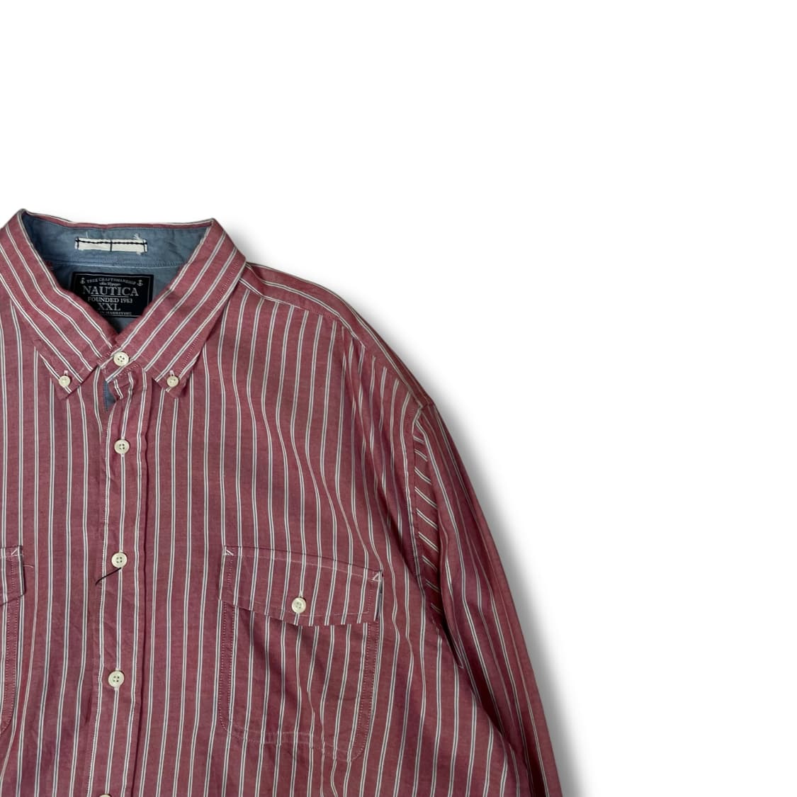 노티카 핑크 스트라이프 투포켓 긴팔 셔츠 2XL 상품이미지2