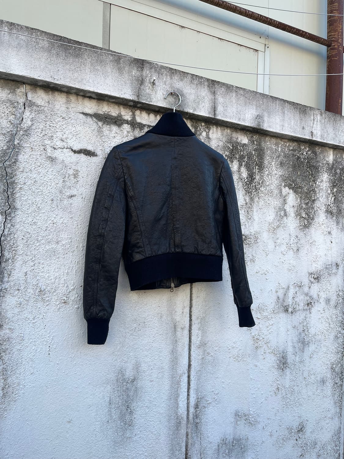 Vintage 하이넥 크롭 레더 자켓  상품이미지3