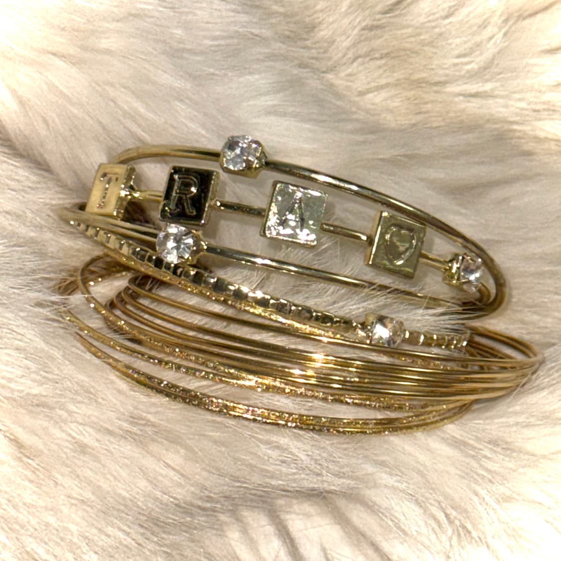 시부야 갸루 레터링 큐빅 뱅글 팔찌 세트 상품이미지4